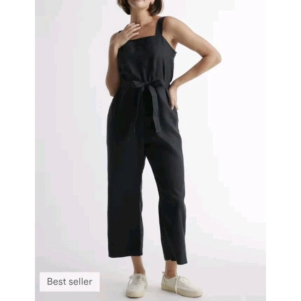 Quince 100% European Linen Square Neck Jumpsuit Sz S Beachy Resort Vacation